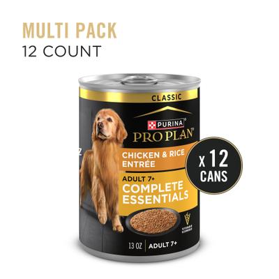 Show full view: Purina Pro Plan Adult 7+ Complete Essentials Chicken & Rice Entree Wet Dog Food, 13-oz can, case of 12 slide 3 of 12