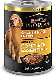 Purina Pro Plan Adult 7+ Complete Essentials Chicken & Rice Entree Wet Dog Food, 13-oz can, case of 12