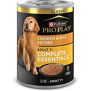 Purina Pro Plan Adult 7+ Complete Essentials Chicken & Rice Entree Wet Dog Food, 13-oz can, case of 12