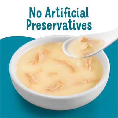 Show full view: Friskies Lil' Bits ‘n Broth with Shredded Chicken in a Dreamy Broth Lickable Wet Cat Food Topper, 1.2-oz pouch, case of 16 slide 8 of 13