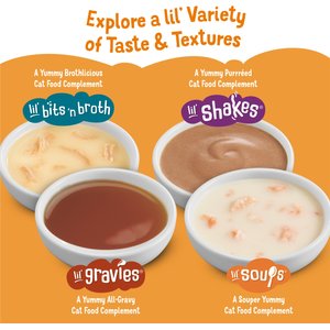 Friskies Lil' Soups with Flaked Chicken in a Velvety Tuna Broth Lickable Cat Food Topper, 1.2-oz tub, case of 8