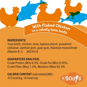 Friskies Lil' Soups with Flaked Chicken in a Velvety Tuna Broth Lickable Cat Food Topper, 1.2-oz tub, case of 8