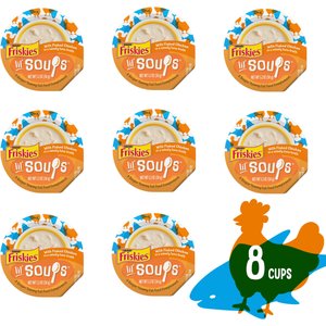 Friskies Lil' Soups with Flaked Chicken in a Velvety Tuna Broth Lickable Cat Food Topper, 1.2-oz tub, case of 8