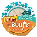 Friskies Lil' Soups with Skipjack Tuna in a Velvety Tuna Broth Senior Formula Lickable Cat Food Topper, 1.2-oz tub, case of 8