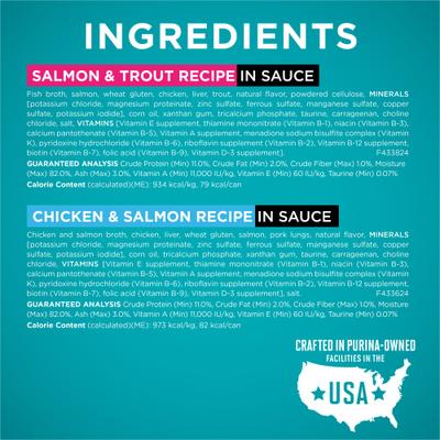 Show full view: Purina ONE Natural Chicken, Tuna, Salmon & Trout Variety Pack High Protein Wet Cat Food, 3-oz, case of 24 slide 8 of 13