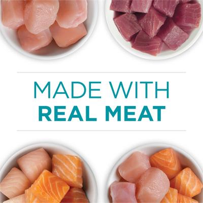 Show full view: Purina ONE Natural Chicken, Tuna, Salmon & Trout Variety Pack High Protein Wet Cat Food, 3-oz, case of 24 slide 6 of 13