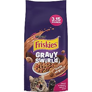 Friskies Gravy Swirlers Chicken & Salmon Flavor Dry Cat Food, 3.15-lb bag