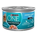 Purina ONE Natural Chicken & Salmon in Sauce High Protein Wet Cat Food, 3-oz can, case of 24