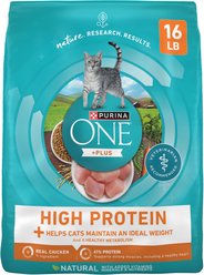 Purina ONE +Plus Ideal Weight Natural High Protein Adult Dry Cat Food, 16-lb bag