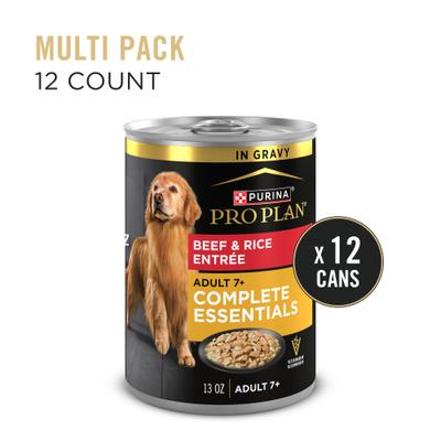 Show full view: Purina Pro Plan Senior Beef & Rice Entree Canned Dog Food, 13-oz, case of 12 slide 3 of 12