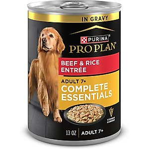Purina Pro Plan Adult 7+ Complete Essentials Chicken & Rice Entree Wet Dog Food, 13-oz can, case of 12