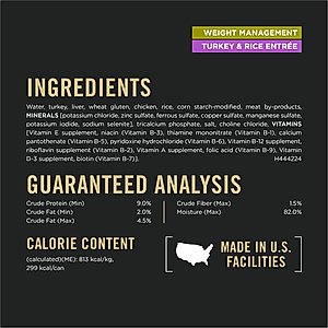 Purina Pro Plan Specialized Adult Weight Management Turkey & Rice Entree Canned Dog Food, 13-oz, case of 12
