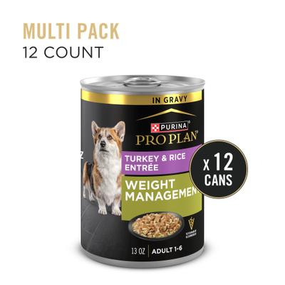 Show full view: Purina Pro Plan Specialized Adult Weight Management Turkey & Rice Entree Canned Dog Food, 13-oz, case of 12 slide 3 of 12