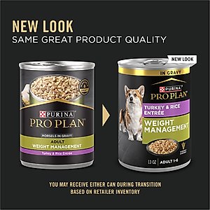 Purina Pro Plan Specialized Adult Weight Management Turkey & Rice Entree Canned Dog Food, 13-oz, case of 12