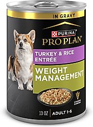 Purina Pro Plan Specialized Adult Weight Management Turkey & Rice Entree Canned Dog Food, 13-oz, case of 12
