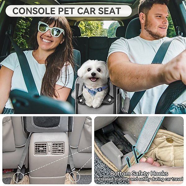 Petsfit Airline Approved Center Console Small Dog Car Booster Seat Carrier