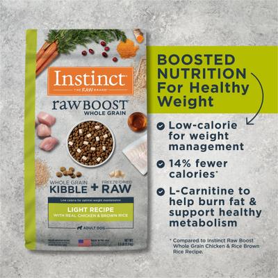 Show full view: Instinct Raw Boost Whole Grain Light Recipe with Real Chicken & Brown Rice Dry Dog Food, 3.5-lb bag slide 6 of 11