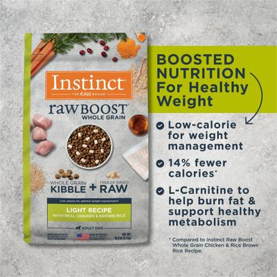 Show full view: Instinct Raw Boost Whole Grain Light Recipe with Real Chicken & Brown Rice Dry Dog Food, 18-lb bag slide 6 of 11