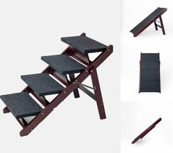 Cesicia 2-in-1 Foldable Wooden Dog Ramp & Stairs, Wood, 4 step slide 2 of 7