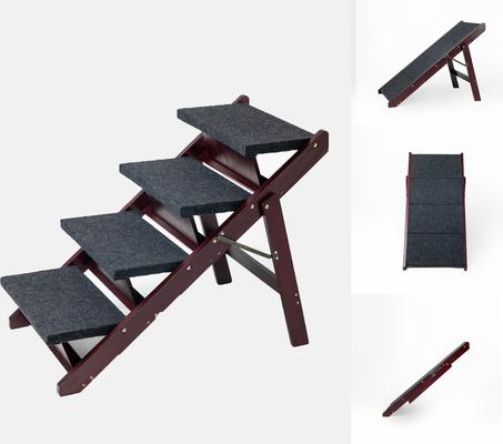 Show full view: Cesicia 2-in-1 Foldable Wooden Dog Ramp & Stairs, Wood, 4 step slide 5 of 7