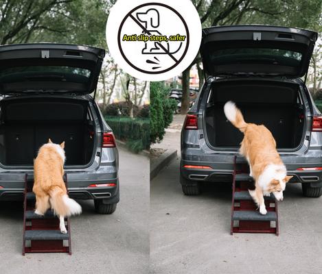 Show full view: Cesicia 2-in-1 Foldable Wooden Dog Ramp & Stairs, Wood, 4 step slide 7 of 7