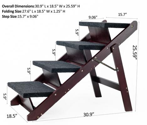 Show full view: Cesicia 2-in-1 Foldable Wooden Dog Ramp & Stairs, Wood, 4 step slide 2 of 7