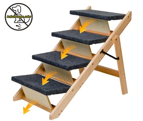 Show full view: Cesicia 2-in-1 Foldable Wooden Dog Ramp & Stairs, Wood, 3 step slide 8 of 8