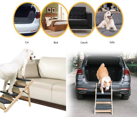 Show full view: Cesicia 2-in-1 Foldable Wooden Dog Ramp & Stairs, Wood, 3 step slide 7 of 8