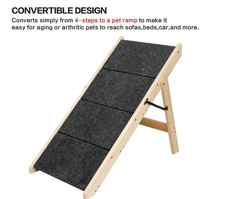 Show full view: Cesicia 2-in-1 Foldable Wooden Dog Ramp & Stairs, Wood, 3 step slide 6 of 8