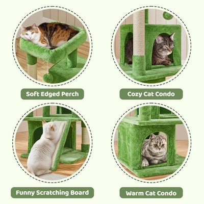 Show full view: Yaheetech 36-in Plush Cat Tree, Green slide 4 of 7