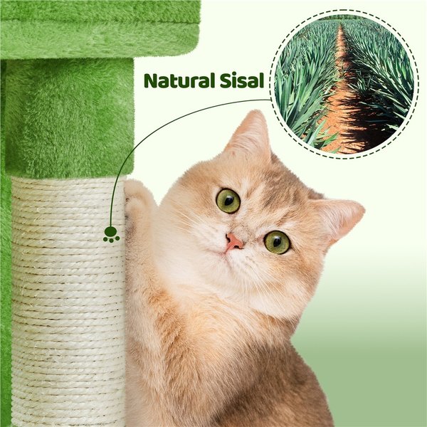 Yaheetech 36-in Plush Cat Tree, Green