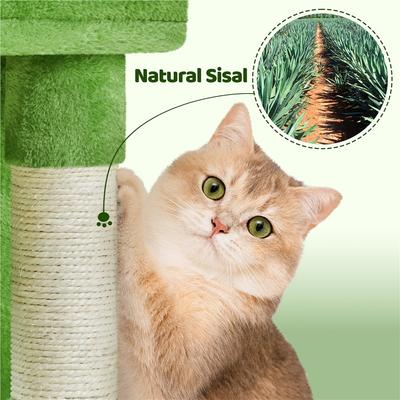 Show full view: Yaheetech 36-in Plush Cat Tree, Green slide 5 of 7