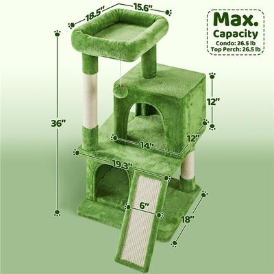 Show full view: Yaheetech 36-in Plush Cat Tree, Green slide 3 of 7
