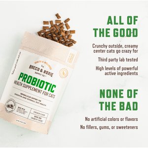 Rocco & Roxie Supply Co. Chicken Flavored Digestive Aid Probiotic Chew Supplement for Cats, 3.7-oz bag