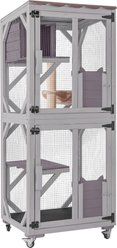 Aivituvin AIR22-M Catio Wooden Outdoor Wheeled Cat House, Gray, Medium