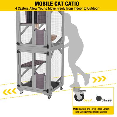 Show full view: Aivituvin AIR22-M Catio Wooden Outdoor Wheeled Cat House, Gray, Medium slide 3 of 7