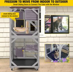 Aivituvin AIR22-M Catio Wooden Outdoor Wheeled Cat House, Gray, Medium slide 2 of 5