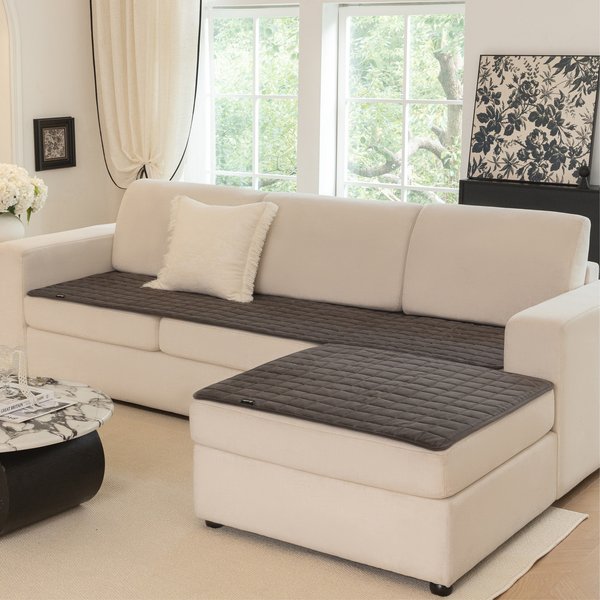 Show full view: Allisandro Washable & Waterproof Anti-Slip Velvet Dog Couch Cover, Dark Grey, 24 x 56-in slide 1 of 9