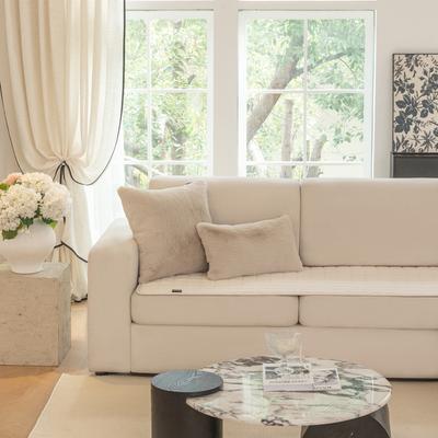 Show full view: Allisandro Washable & Waterproof Anti-Slip Velvet Dog Couch Cover, Beige, 24 x 73-in slide 3 of 7