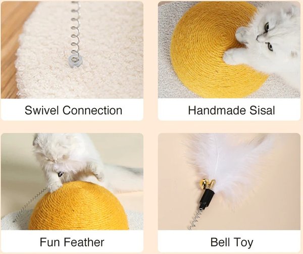 Happy & Polly Egg Series Sisal Cat Scratcher Toy, Yellow, 2 count