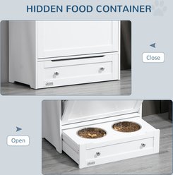 Zeus & Ruta Food Storage Wooden Dog Container with Raised Bowls, White, Medium slide 2 of 6