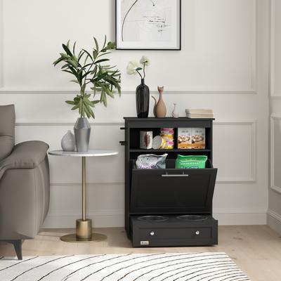 Show full view: PawHut Elevated Dog Bowls with Storage, Black slide 7 of 10