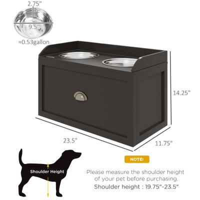 Show full view: AOSTIRMOTOR Elevated Dog Bowl Feeding Station with Storage, Coffee, 2-cup slide 5 of 9
