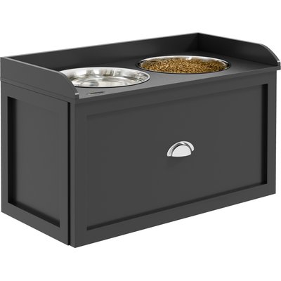 AOSTIRMOTOR AOSTIRMOTOR PawHut Dog Bowl Feeding Station with Storage Drawer, Black, 2-cup