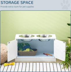 jansno Elevated Dog Bowls, Raised Dog Bowl Stand with Storage Cabinet, White, 44-L slide 2 of 7