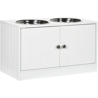 jansno jansno Elevated Dog Bowls, Raised Dog Bowl Stand with Storage Cabinet, White, 44-L