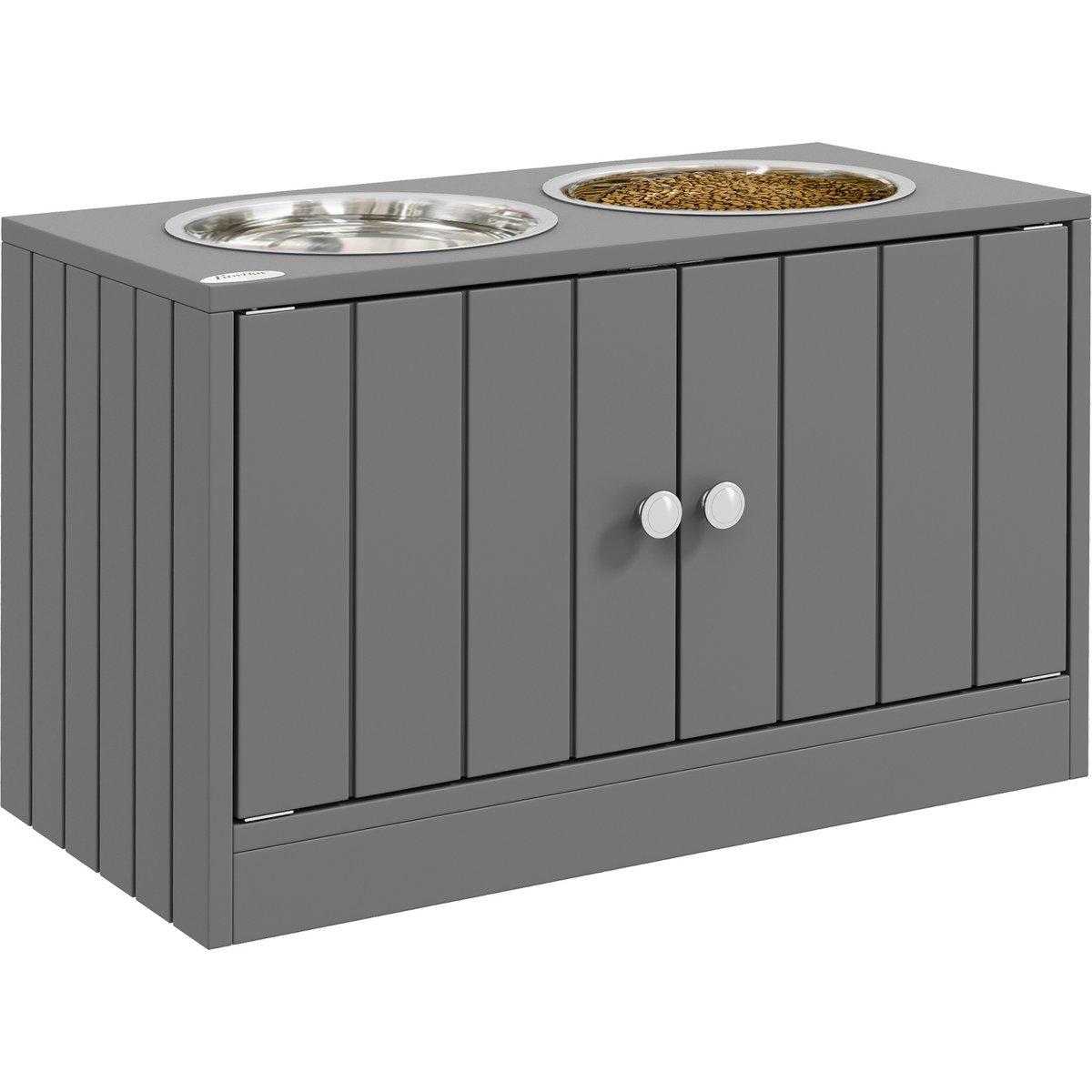 jansno Raised Dog Bowl Stand Pet Food Bowl with Storage Cabinet, Grey, 44-L