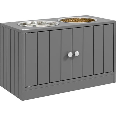 jansno jansno Raised Dog Bowl Stand Pet Food Bowl with Storage Cabinet, Grey, 44-L