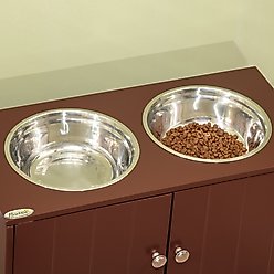 AOSTIRMOTOR PawHut Elevated Dog Bowl with Storage Cabinet, Brown, 2-cup slide 2 of 8