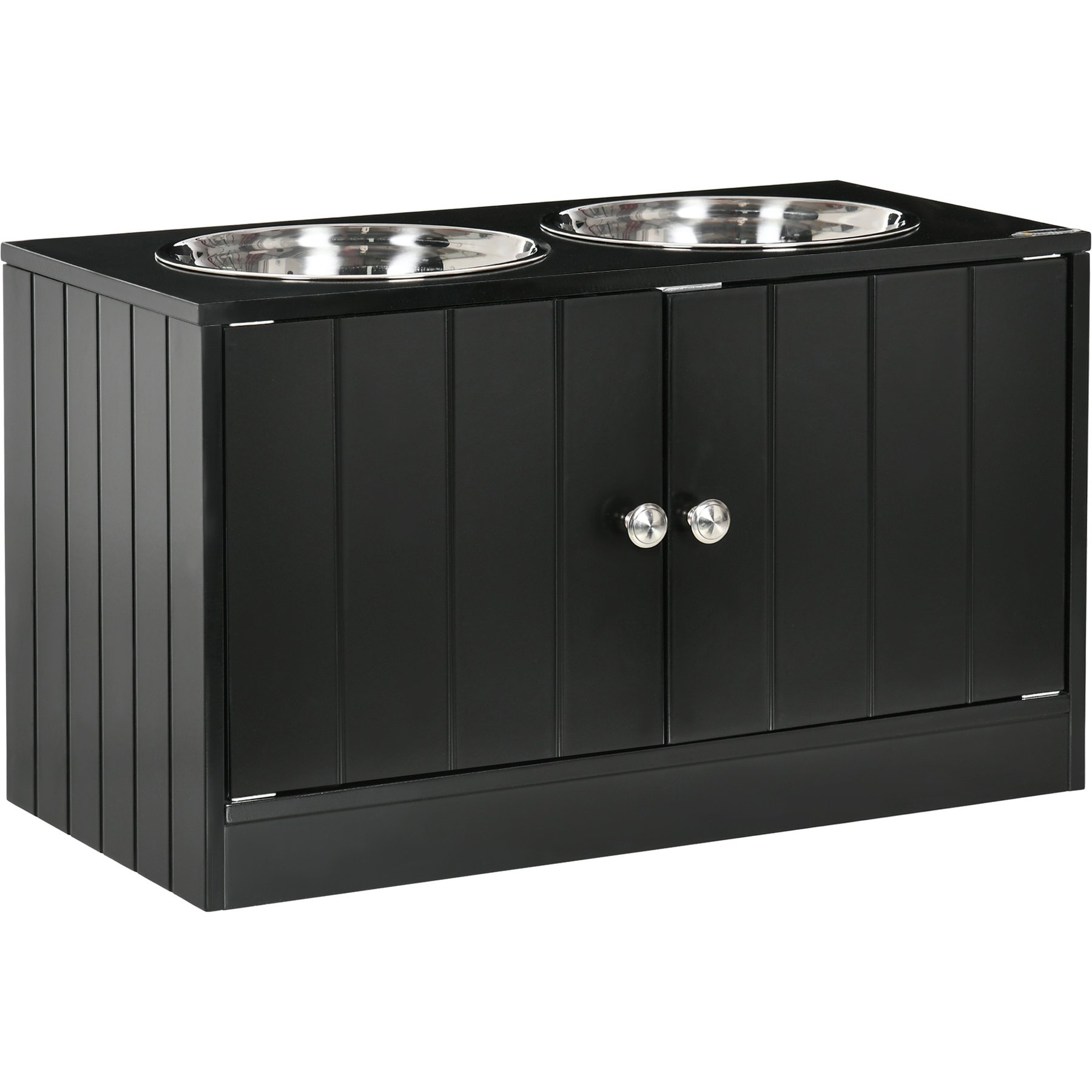 jansno Magnetic-Door Dog Food Storage Cabinet & Feeding Station, Black, Medium